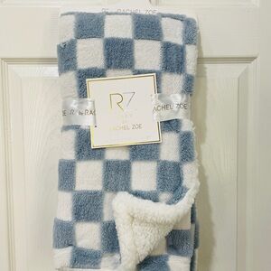 Rachel Zoe Blue and White Plush Blanket